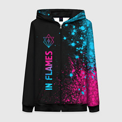 Толстовка на молнии женская In Flames - neon gradient: по-вертикали, цвет: 3D-черный