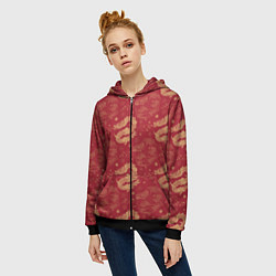 Толстовка на молнии женская The chinese dragon pattern, цвет: 3D-черный — фото 2