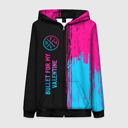 Толстовка на молнии женская Bullet For My Valentine - neon gradient: по-вертик, цвет: 3D-черный