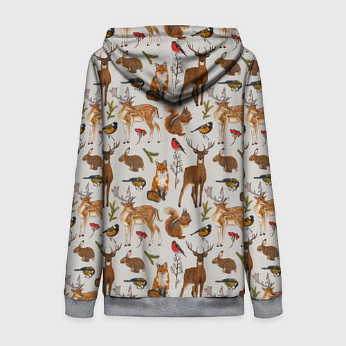 Женская толстовка на молнии Лесные животные / 3D-Меланж – фото 2