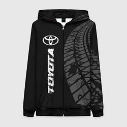 Толстовка на молнии женская Toyota speed на темном фоне со следами шин: по-вер, цвет: 3D-черный