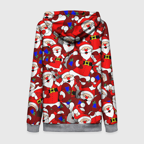 Женская толстовка на молнии Новогодний паттерн с дедами морозами / 3D-Меланж – фото 2