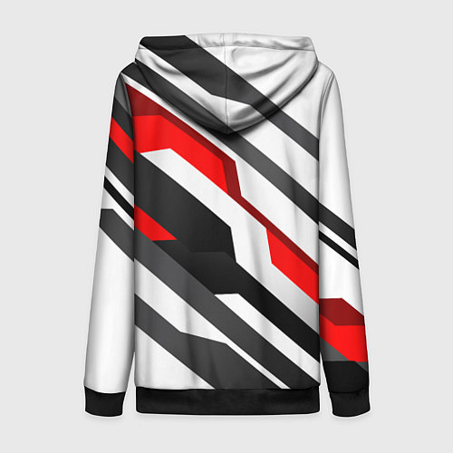 Женская толстовка на молнии Honda - red and white / 3D-Черный – фото 2