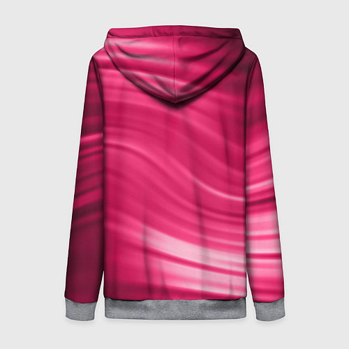 Женская толстовка на молнии Абстрактный волнистый узор в красно-розовых тонах / 3D-Меланж – фото 2