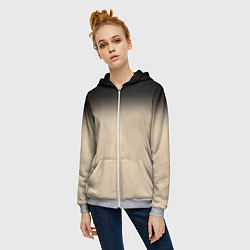 Толстовка на молнии женская Градиент: от черного к телесному, цвет: 3D-меланж — фото 2