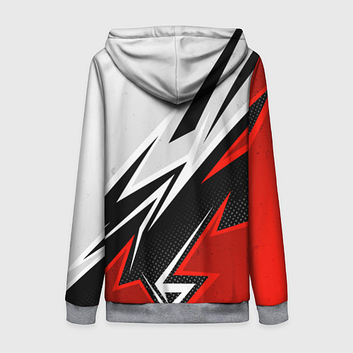 Женская толстовка на молнии N7 mass effect - white and red / 3D-Меланж – фото 2