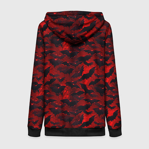 Женская толстовка на молнии Летучие мыши в красную ночь / 3D-Черный – фото 2