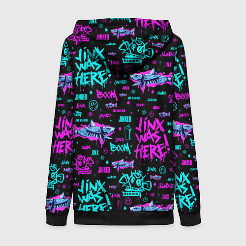 Женская толстовка на молнии Jinx Arcane pattern neon / 3D-Черный – фото 2