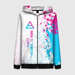 Толстовка на молнии женская Thirty Seconds to Mars neon gradient style: по-вер, цвет: 3D-черный