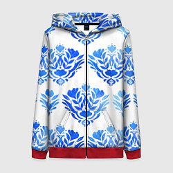 Толстовка на молнии женская Floral pattern - watercolor, цвет: 3D-красный