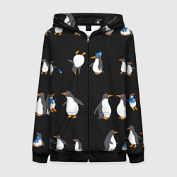 Женская толстовка на молнии Веселая семья пингвинов