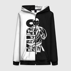 Толстовка на молнии женская Kudo черно-белое, цвет: 3D-черный