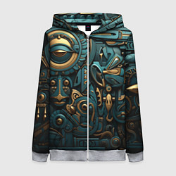 Толстовка на молнии женская Асимметричный узор в египетском стиле, цвет: 3D-меланж