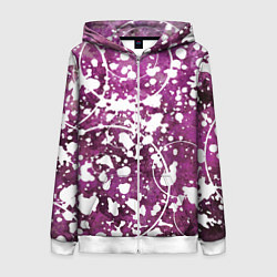 Толстовка на молнии женская Абстракция - круги на пурпурном, цвет: 3D-белый