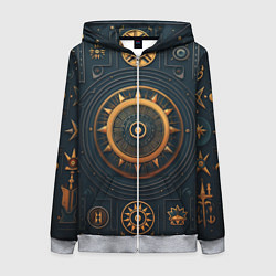 Толстовка на молнии женская Паттерн в славянском стиле, цвет: 3D-меланж