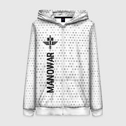 Толстовка на молнии женская Manowar glitch на светлом фоне по-вертикали, цвет: 3D-белый