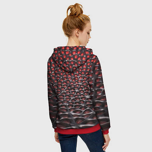 Женская толстовка на молнии Гранатовые зёрна абстракция / 3D-Красный – фото 4