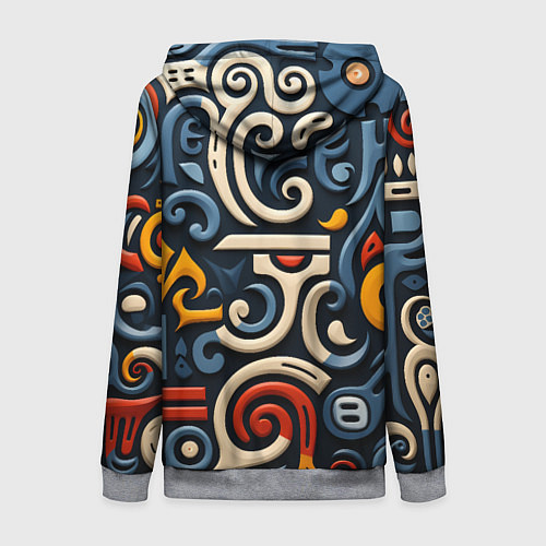 Женская толстовка на молнии Абстрактный цветной паттерн в славянском стиле / 3D-Меланж – фото 2