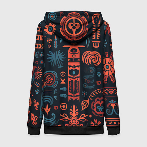 Женская толстовка на молнии Абстрактный паттерн в славянской стилистике / 3D-Черный – фото 2
