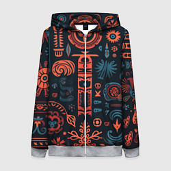 Толстовка на молнии женская Абстрактный паттерн в славянской стилистике, цвет: 3D-меланж