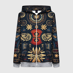Толстовка на молнии женская Узор в славянском стиле, цвет: 3D-меланж