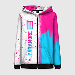 Толстовка на молнии женская Paramore neon gradient style по-вертикали, цвет: 3D-черный