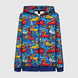 Толстовка на молнии женская Старые кроссовки, цвет: 3D-синий