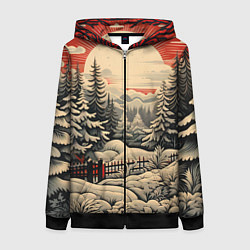 Толстовка на молнии женская Блеск снежинок новогодний стиль, цвет: 3D-черный