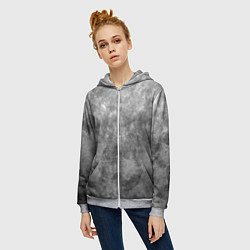 Толстовка на молнии женская Абстракция - grey sky, цвет: 3D-меланж — фото 2