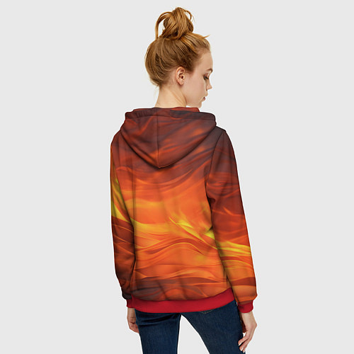 Женская толстовка на молнии Яркий огонь / 3D-Красный – фото 4