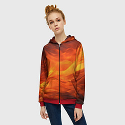 Толстовка на молнии женская Яркий огонь, цвет: 3D-красный — фото 2