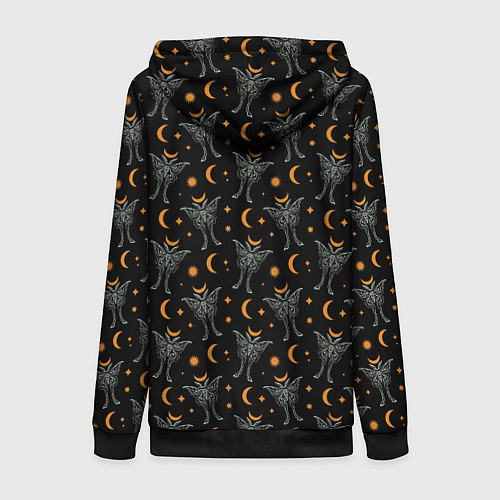 Женская толстовка на молнии Лунные мотыльки / 3D-Черный – фото 2