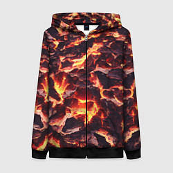 Толстовка на молнии женская Бурлящая лава, цвет: 3D-черный