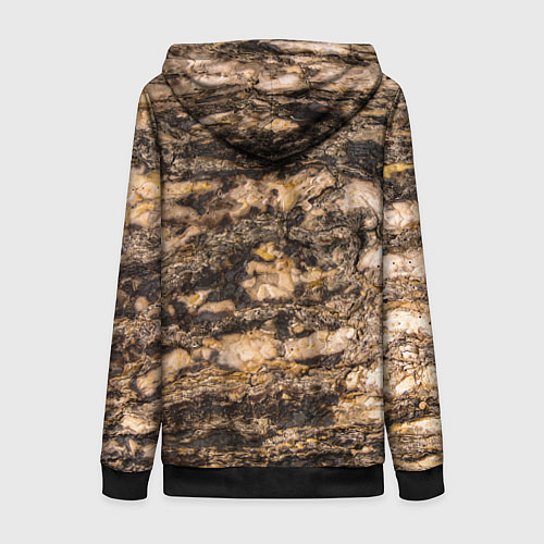 Женская толстовка на молнии Текстура коры сосны / 3D-Черный – фото 2