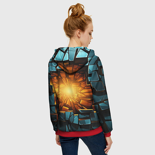 Женская толстовка на молнии Геометрическая огненная яма иллюзия / 3D-Красный – фото 4