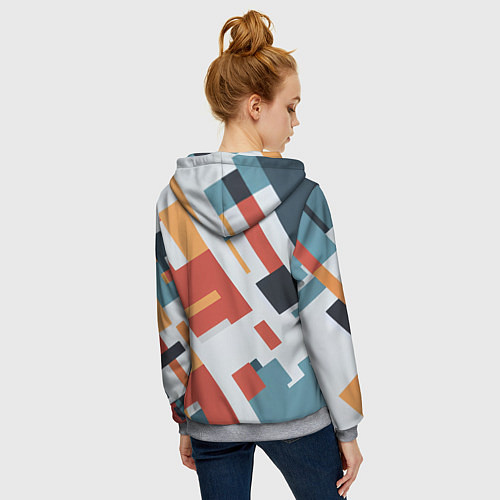 Женская толстовка на молнии Геометрический узор - нейросеть / 3D-Меланж – фото 4