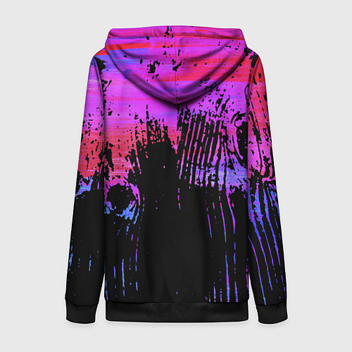 Женская толстовка на молнии Розово синий сочный гранж / 3D-Черный – фото 2