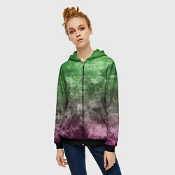 Толстовка на молнии женская Абстракция - Фиолетово-зеленый бардак, цвет: 3D-черный — фото 2