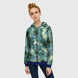 Толстовка на молнии женская Абстракция - ocean in grunge style, цвет: 3D-синий — фото 2