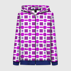 Толстовка на молнии женская Фиолетовые кирпичики и белые полосы, цвет: 3D-синий