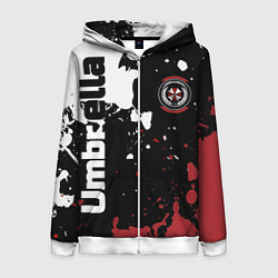 Женская толстовка на молнии Umbrella Security на спортивном красно бело чёрном