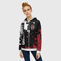 Толстовка на молнии женская Umbrella Security на спортивном красно бело чёрном, цвет: 3D-белый — фото 2