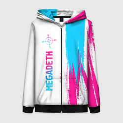 Толстовка на молнии женская Megadeth neon gradient style по-вертикали, цвет: 3D-черный