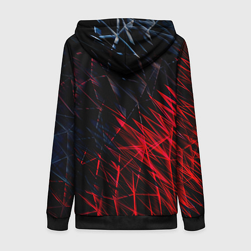 Женская толстовка на молнии Красно чёрные узоры / 3D-Черный – фото 2