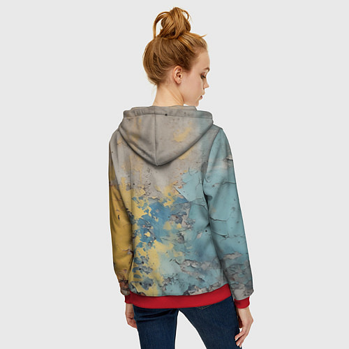 Женская толстовка на молнии Гранжевая стена с краской / 3D-Красный – фото 4