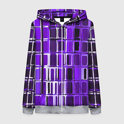 Толстовка на молнии женская Фиолетовые прямоугольники, цвет: 3D-меланж