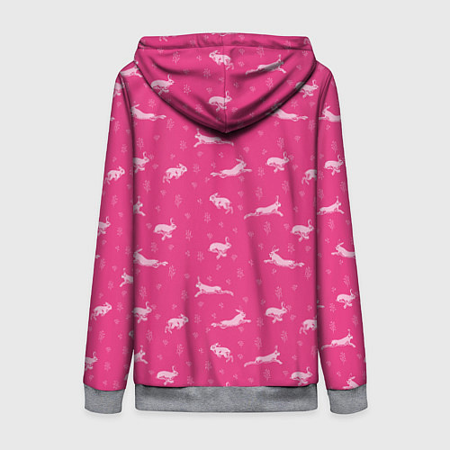 Женская толстовка на молнии Розовые зайцы / 3D-Меланж – фото 2