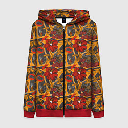 Толстовка на молнии женская Цветочное разноцветье, цвет: 3D-красный