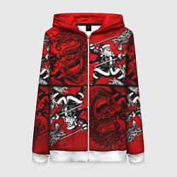 Женская толстовка на молнии Дед Мороз с копьем и драконом