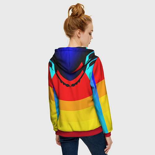 Женская толстовка на молнии Цветные фигуры / 3D-Красный – фото 4
